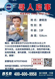 【寻人启事】图中唐铭浩于2025年08月04日上午11:00左右在桂林市临桂区大律街154号附近走失 - 株洲28生活网 zhuzhou.28life.net